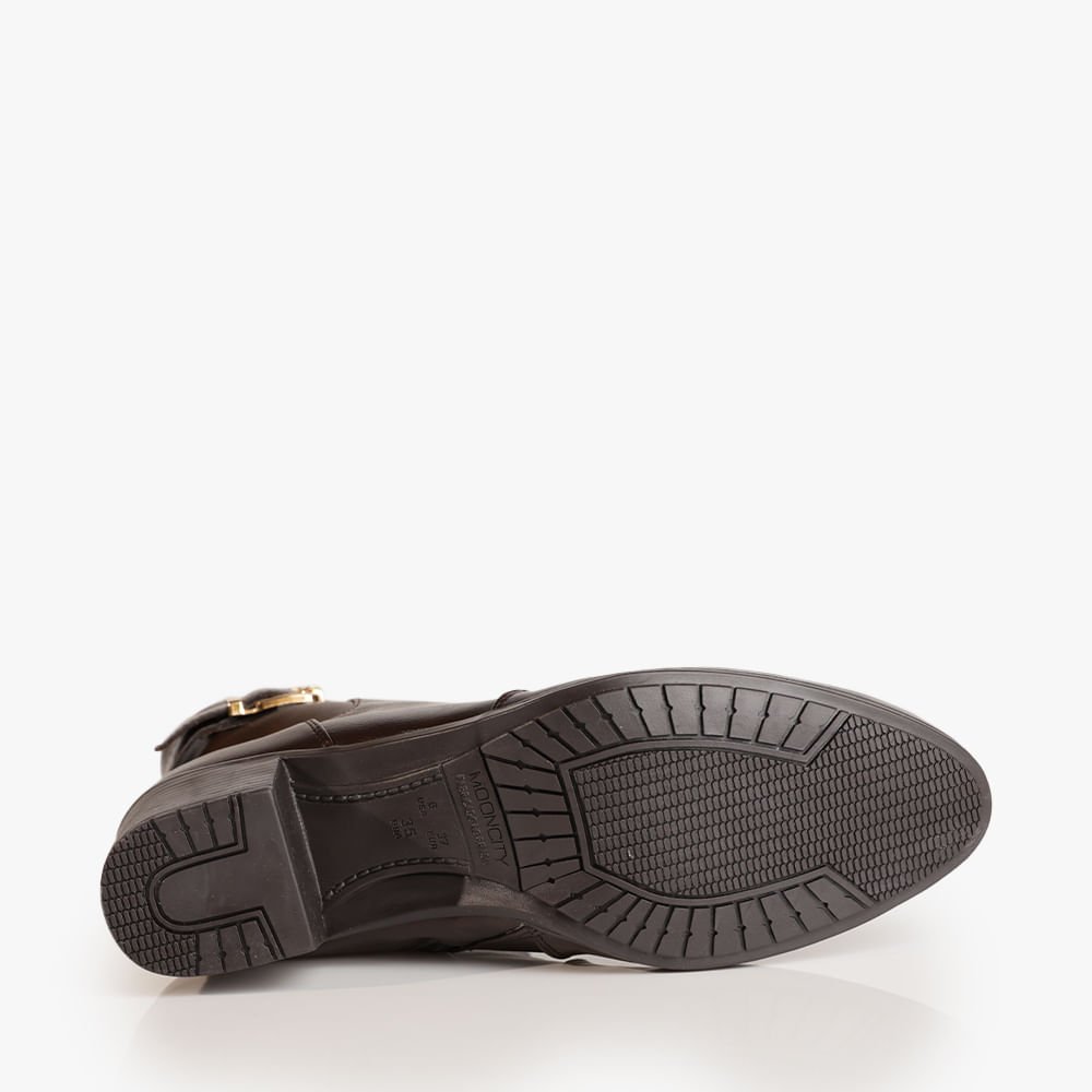 Bota Detalhe Fivela Salto Grosso Feminina Marrom 4