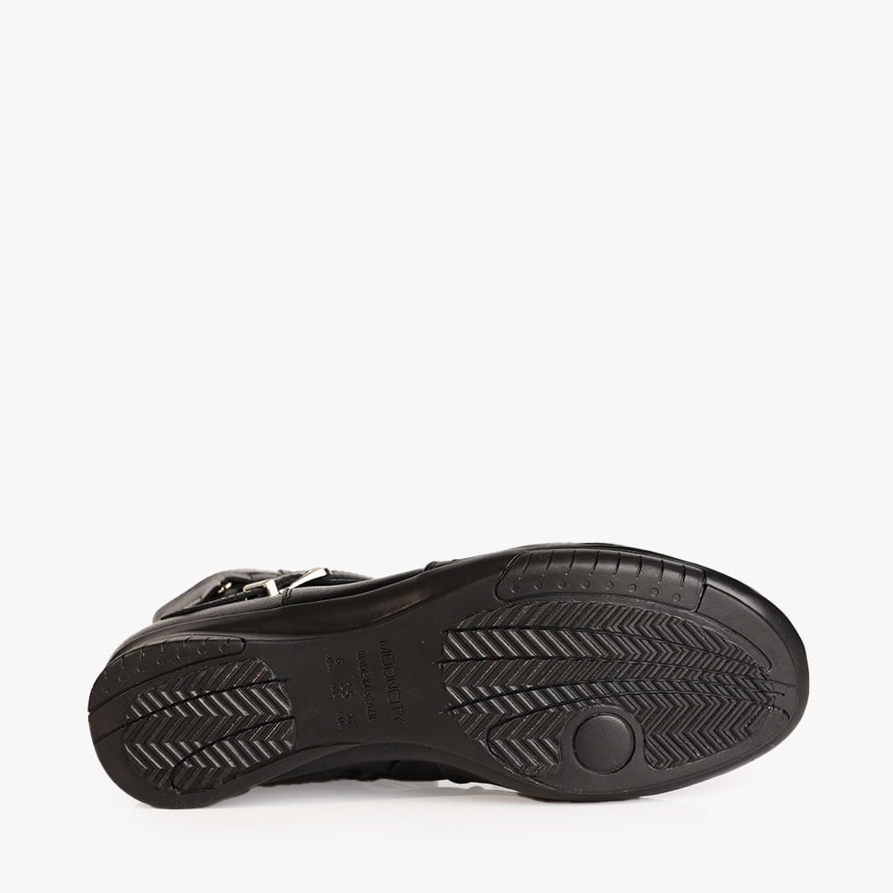 Bota Rasteira Detalhe Transpassado Feminina Preto 4