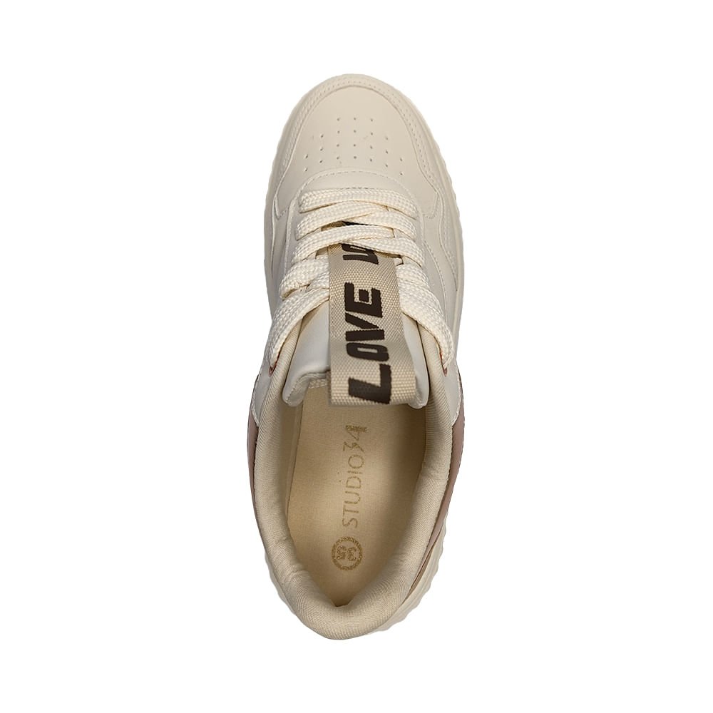 Tênis Casual Plataforma Feminino Bege/Marrom 2