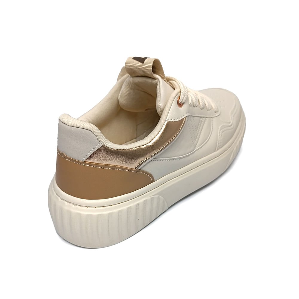 Tênis Casual Plataforma Feminino Bege/Marrom 3