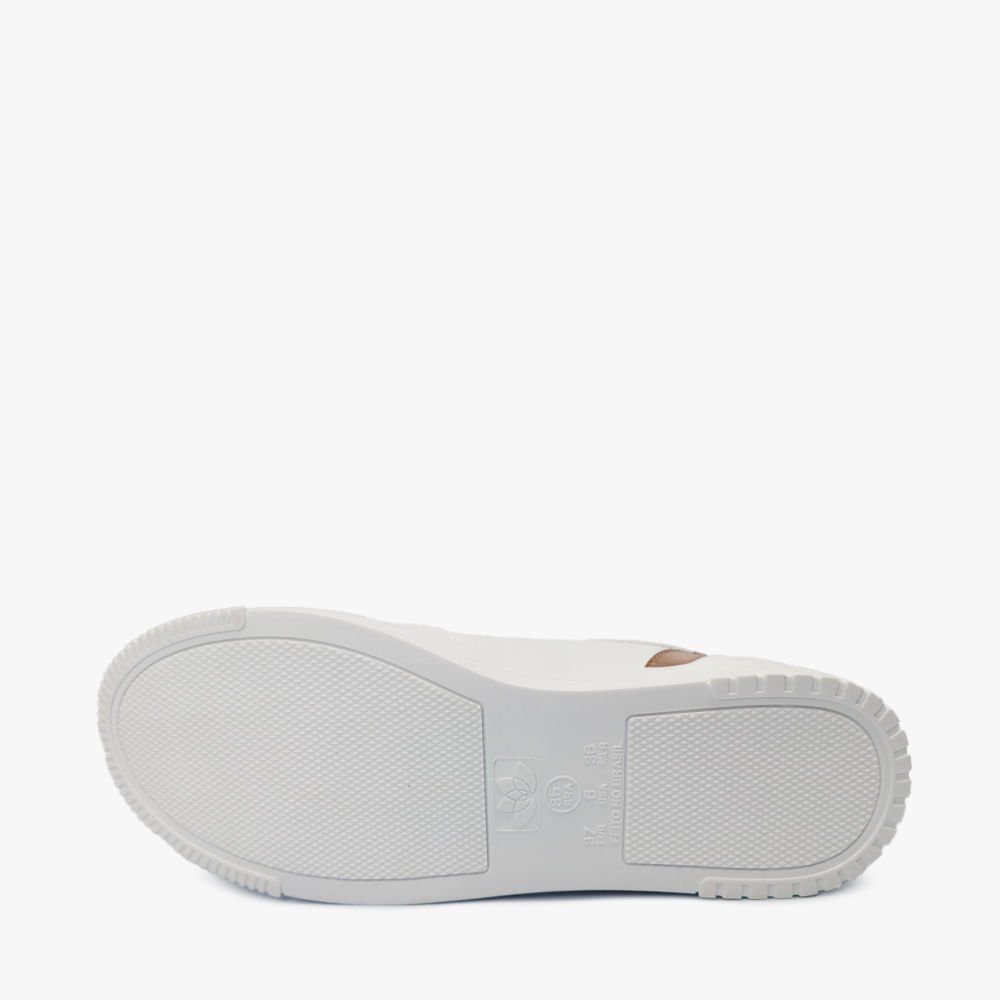 Tênis Casual Plataforma Feminino Branco/Dourado 4
