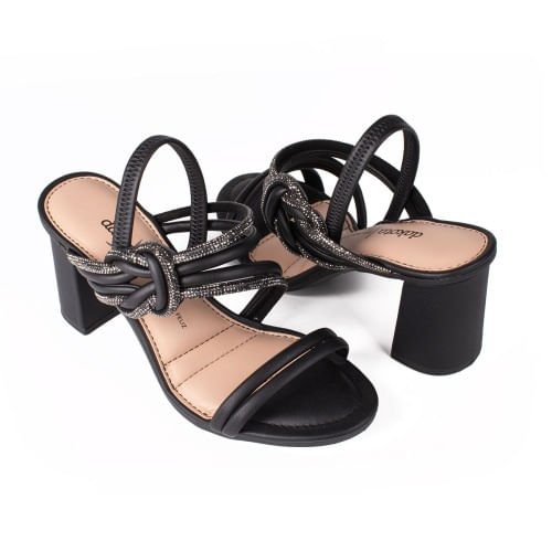 Sandália Dakota Salto Bloco Strass Primavera/Verão 2024 Preto 4