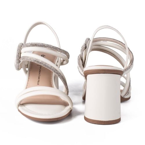 Sandália Dakota Salto Bloco Strass Primavera/Verão 2024 Branco 4
