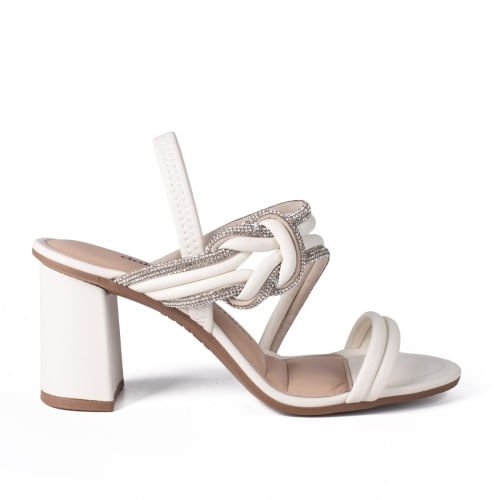 Sandália Dakota Salto Bloco Strass Primavera/Verão 2024 Branco 5