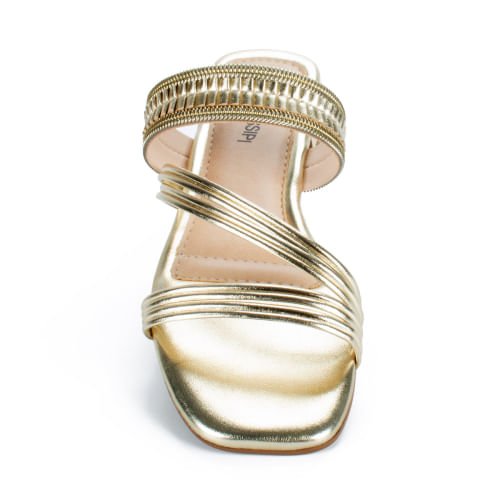 Sandália Rasteira Mississipi Brilho Dourado 4