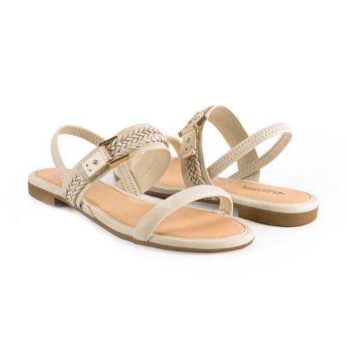 Rasteirinha Fivela de Strass Tira no Calcanhar Branco 6