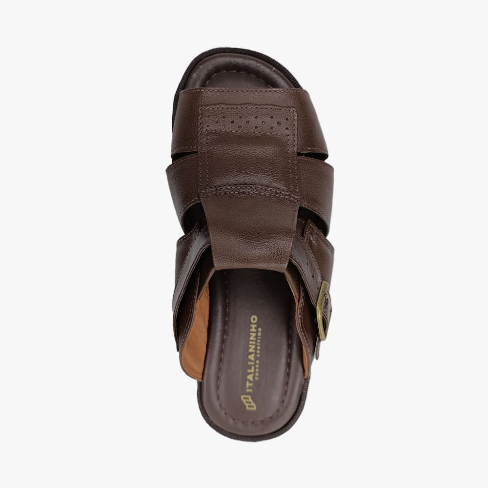 Sandália Italianinho Couro Masculina Marrom 2
