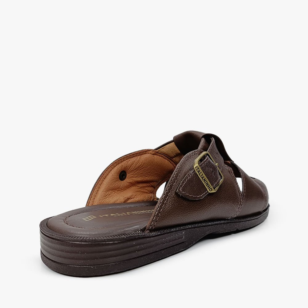 Sandália Italianinho Couro Masculina Marrom 3