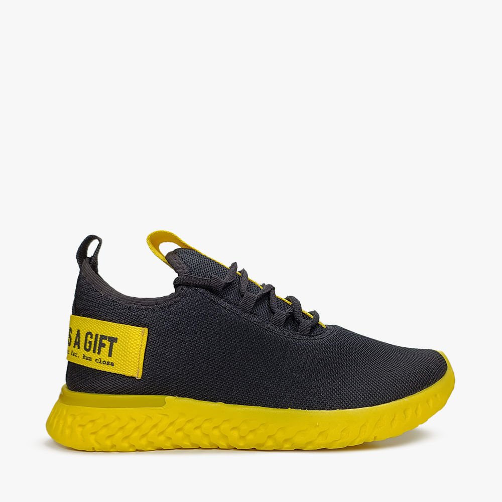 Tênis Jogging Masculino Preto/Amarelo 1