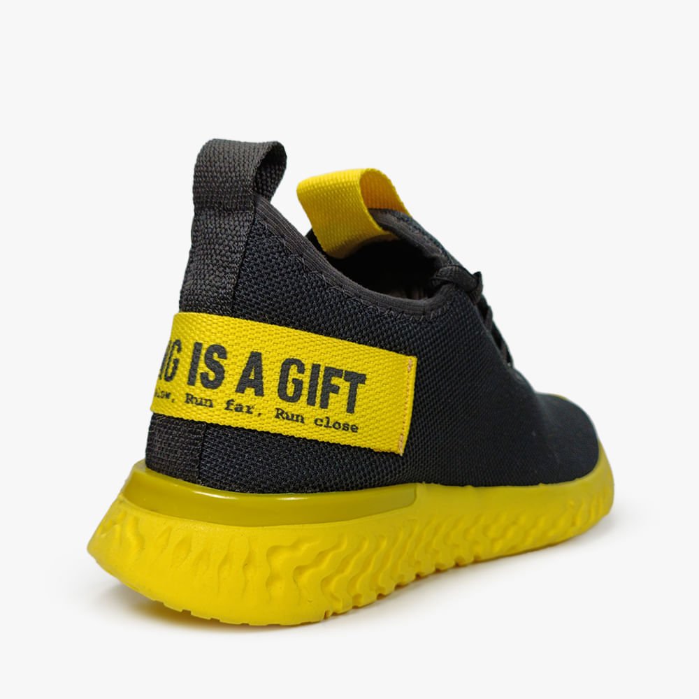 Tênis Jogging Masculino Preto/Amarelo 2