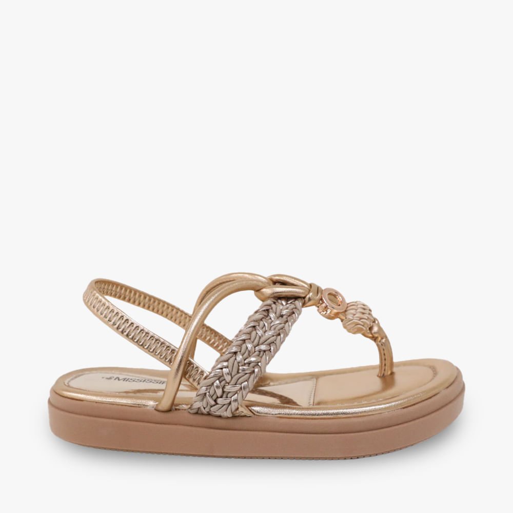Sandália Rasteira Mississipi Pedra Dourado 1