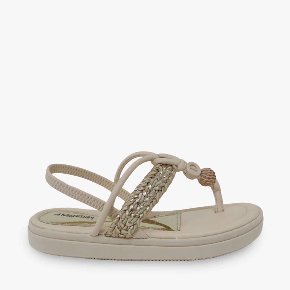 Sandália Rasteira Mississipi Pedras Branco 1