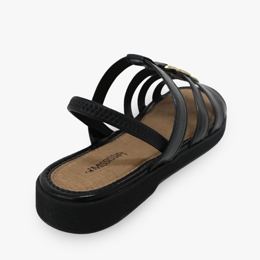 Sandália Mississipi Flatform Tiras com Enfeite Preto 3