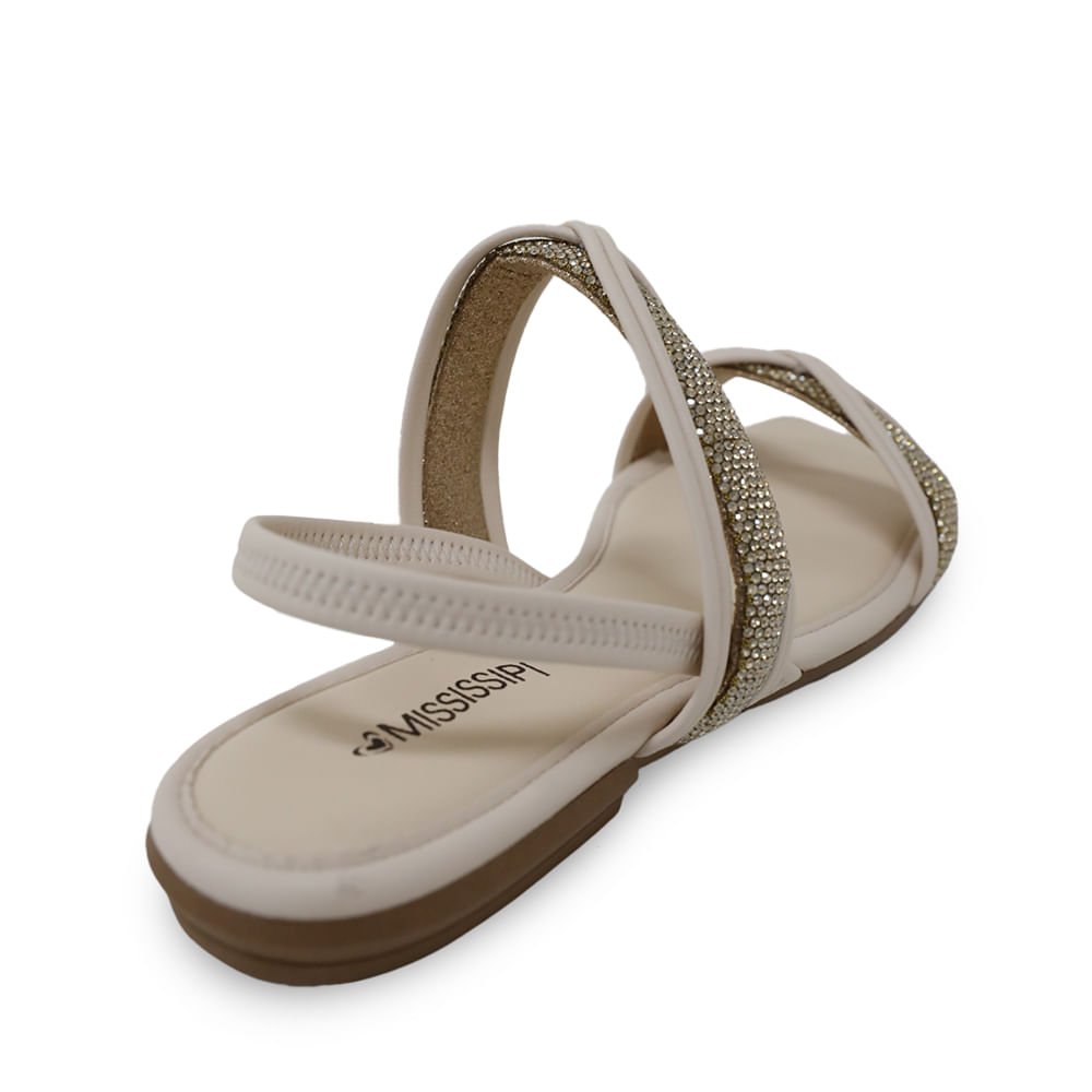 Sandália Mississipi Rasteira Strass Branco 3