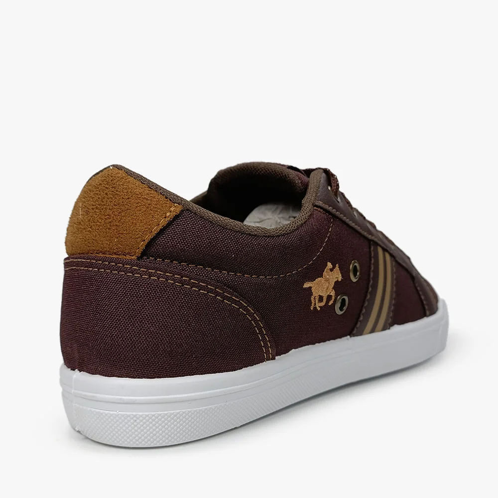 Sapatênis Polo Energy Casual Detalhe Pespontos Tecido Marrom 3