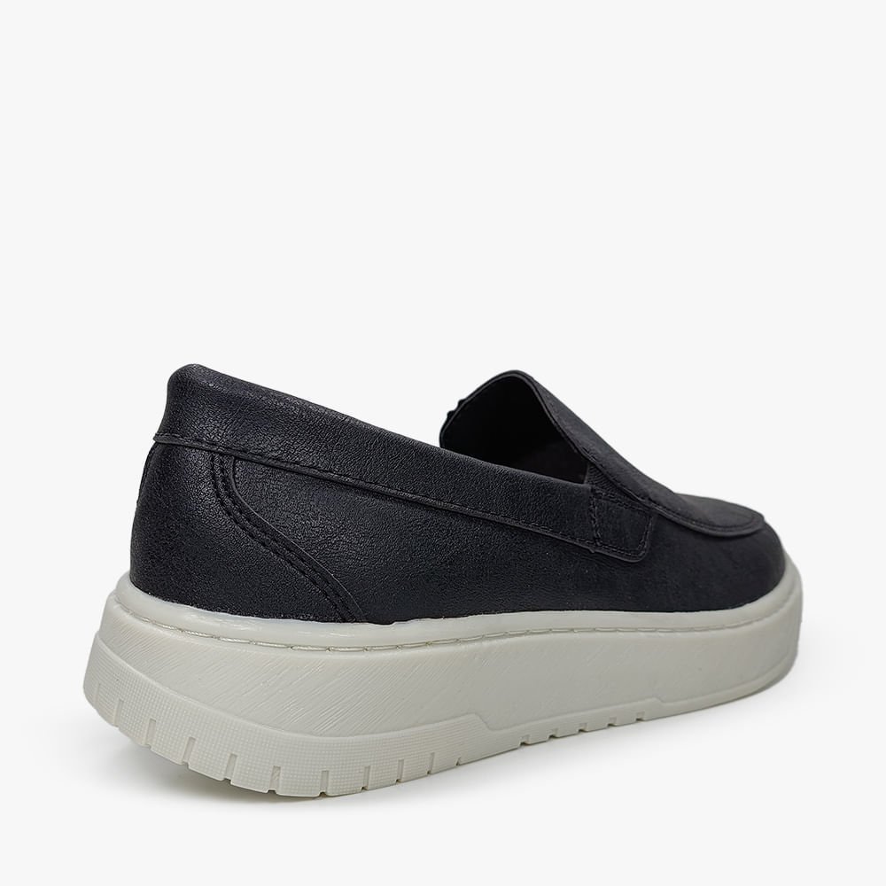 Sapatênis Loafer Casual Masculino Em Couro Solado EVA EROS Preto 3