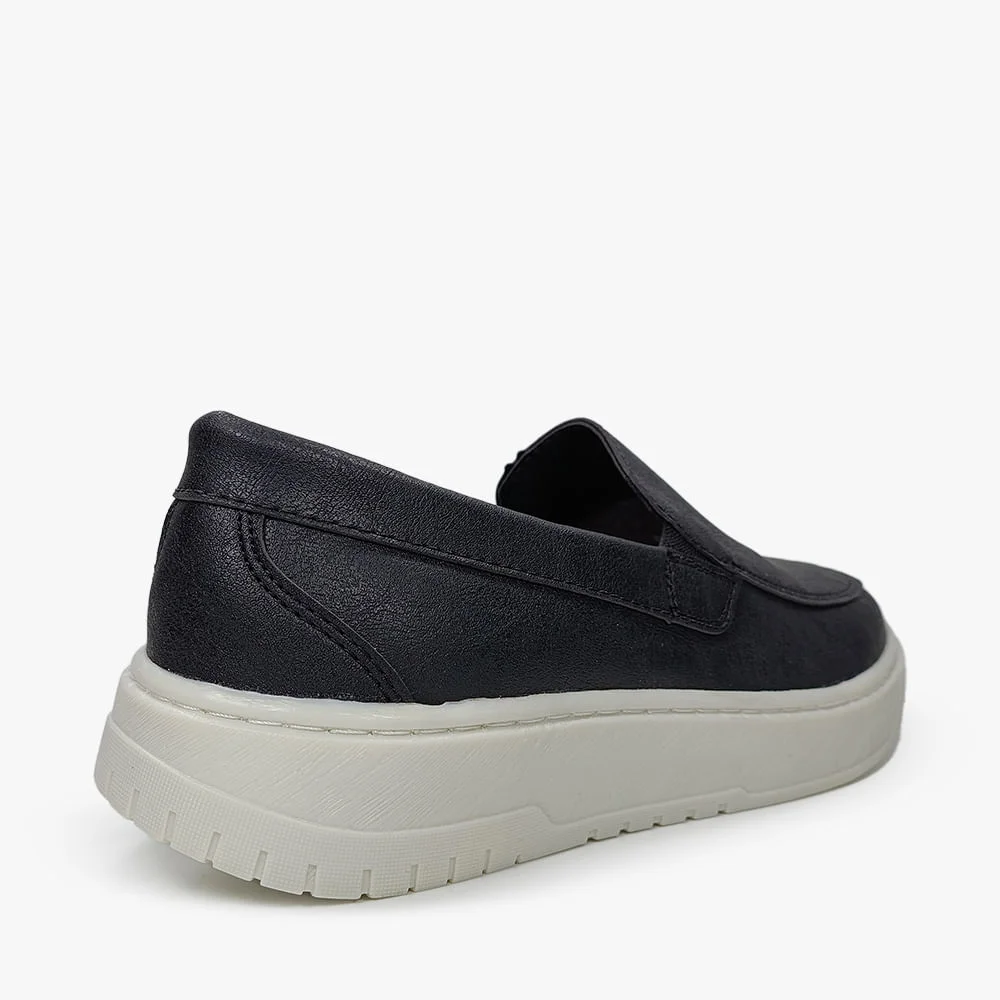 Sapatênis Loafer Casual Masculino Em Couro Solado EVA EROS Preto 3