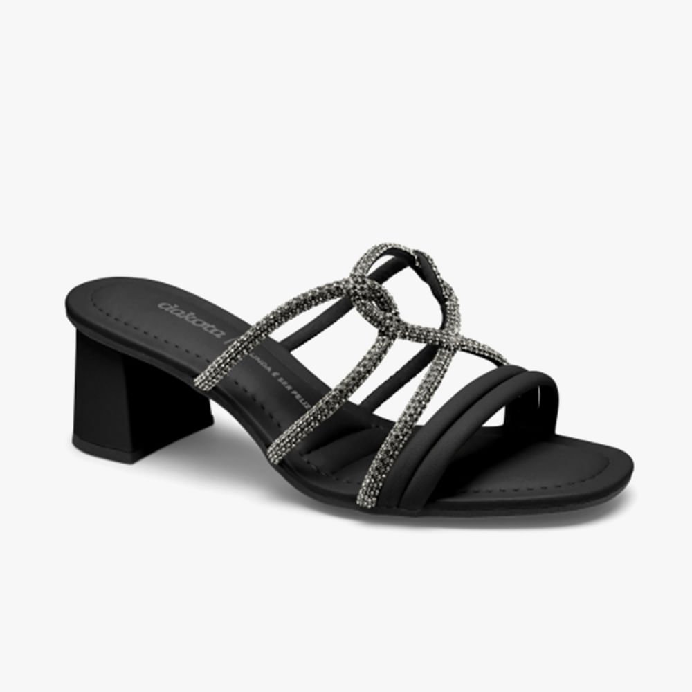 Tamanco Salto Bloco TirasTrançadas