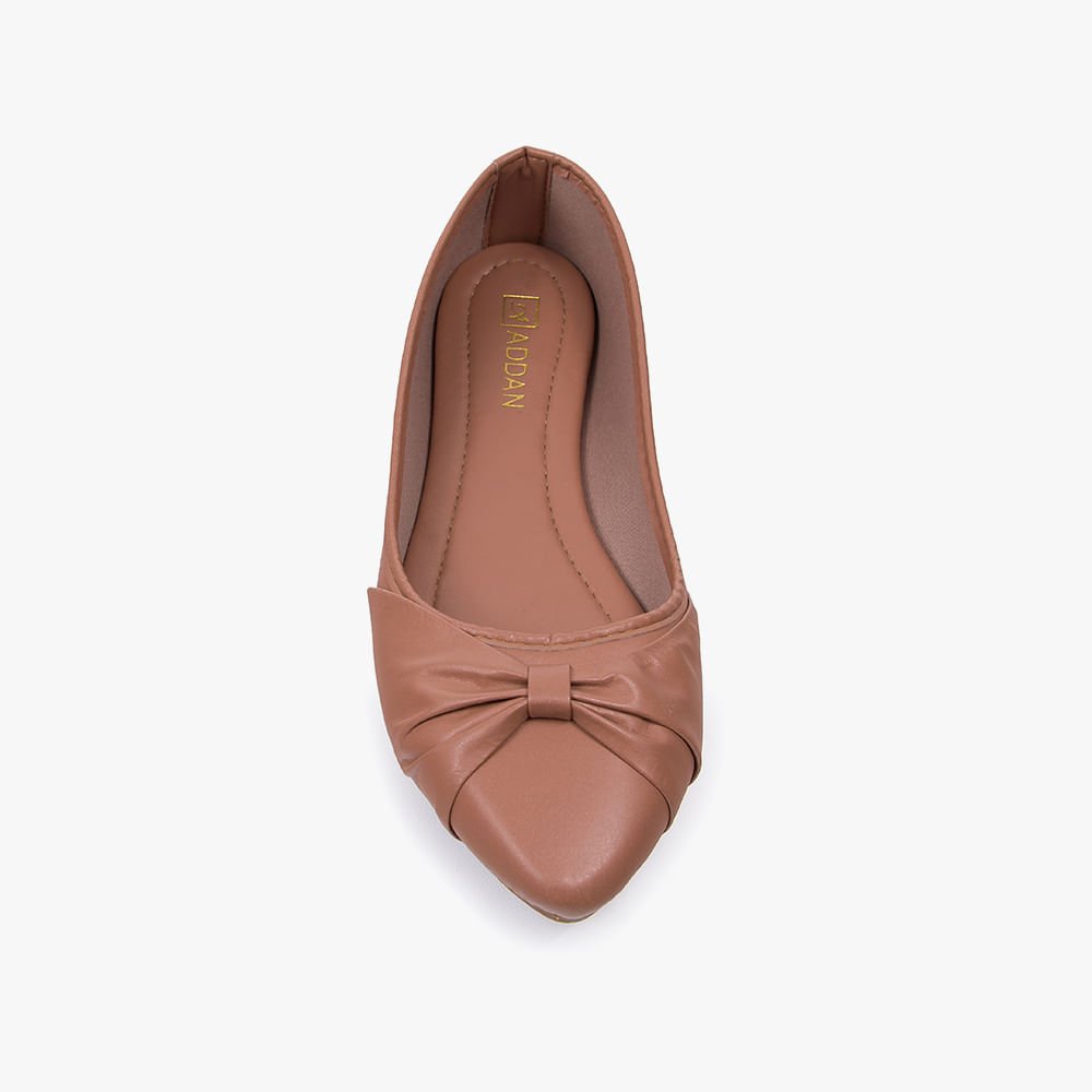 Sapatilha Laço em Couro Sintético Marrom 2