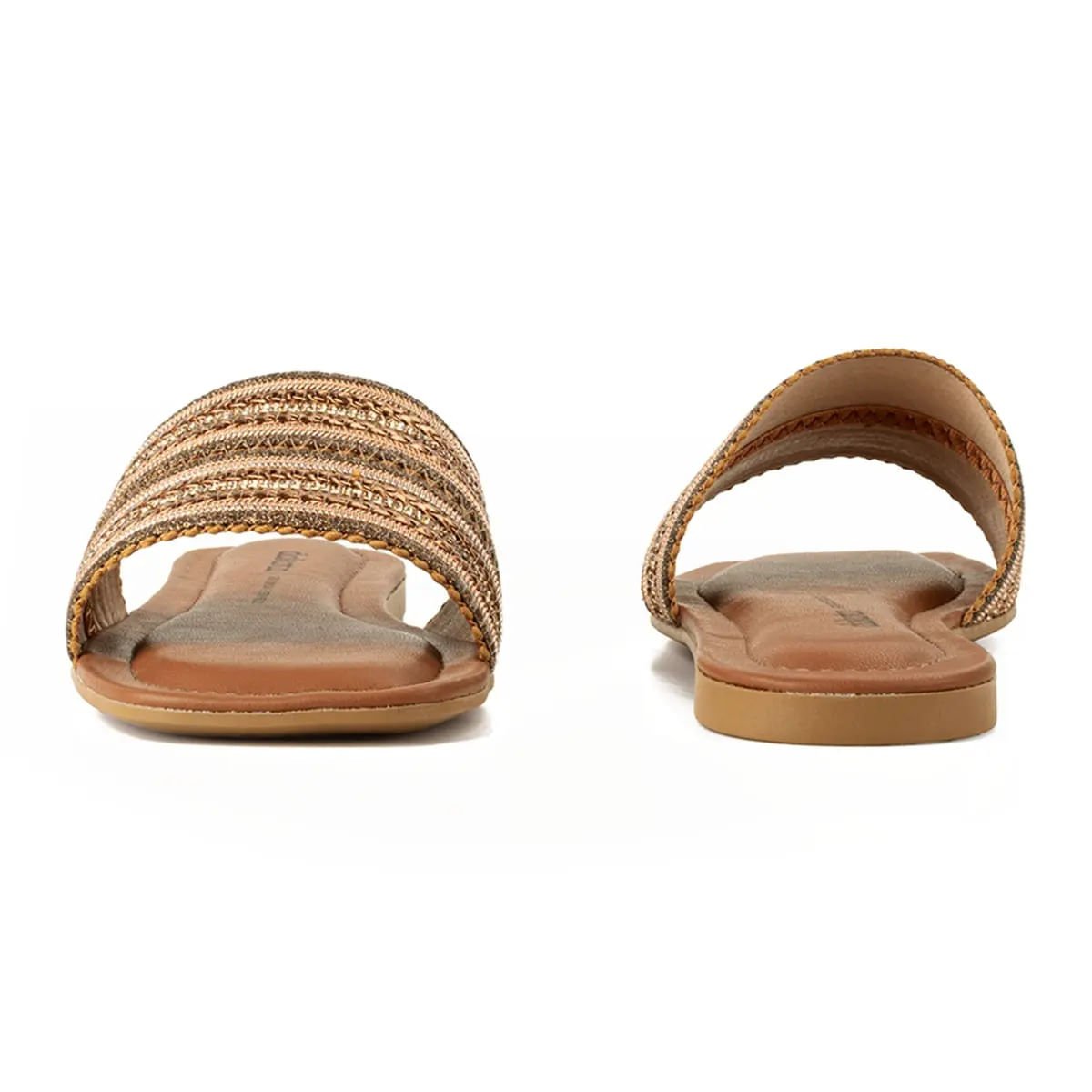 Rasteira Slide com Tramados Metalizados Marrom 5