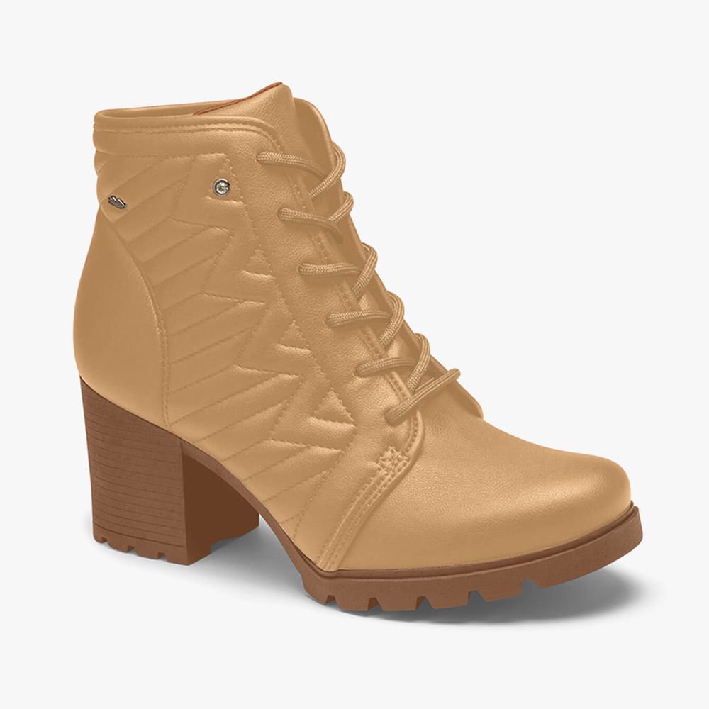 Bota Coturno com Salto Bloco Bege 1