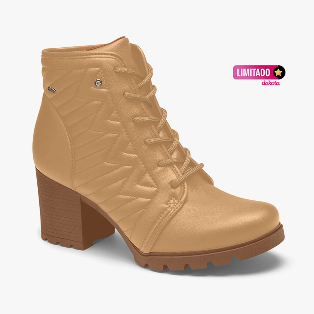 Bota Coturno com Salto Bloco Bege 2