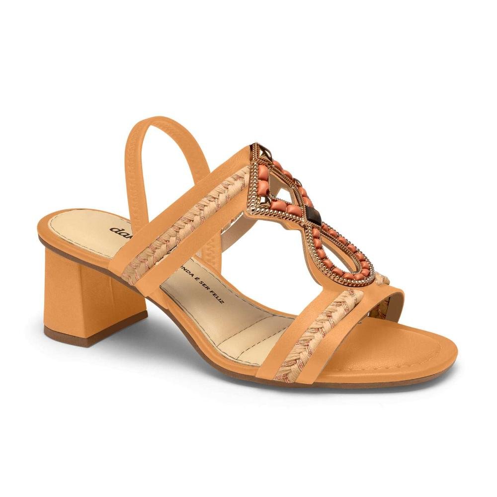 Sandália Salto Bloco com Pedras