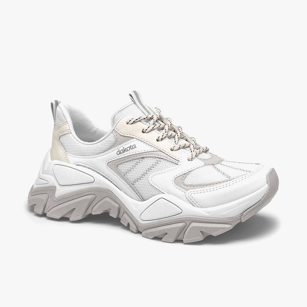 Tênis com Recortes Atemporais Chunky Branco