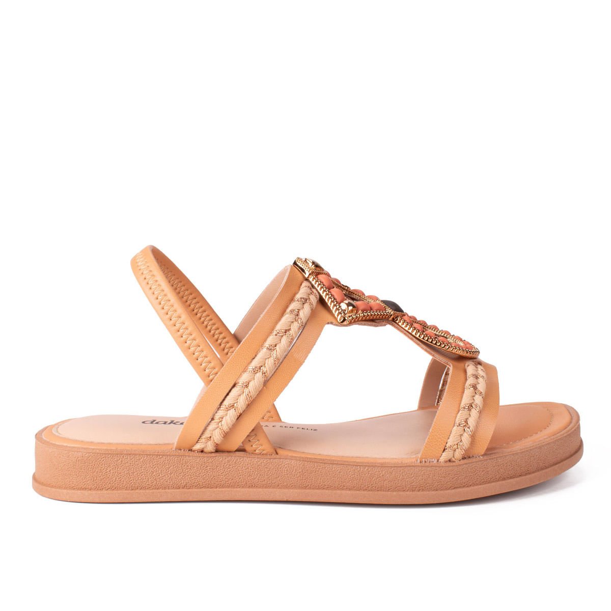 Sandália Dakota Rasteira Pedras Bege 2