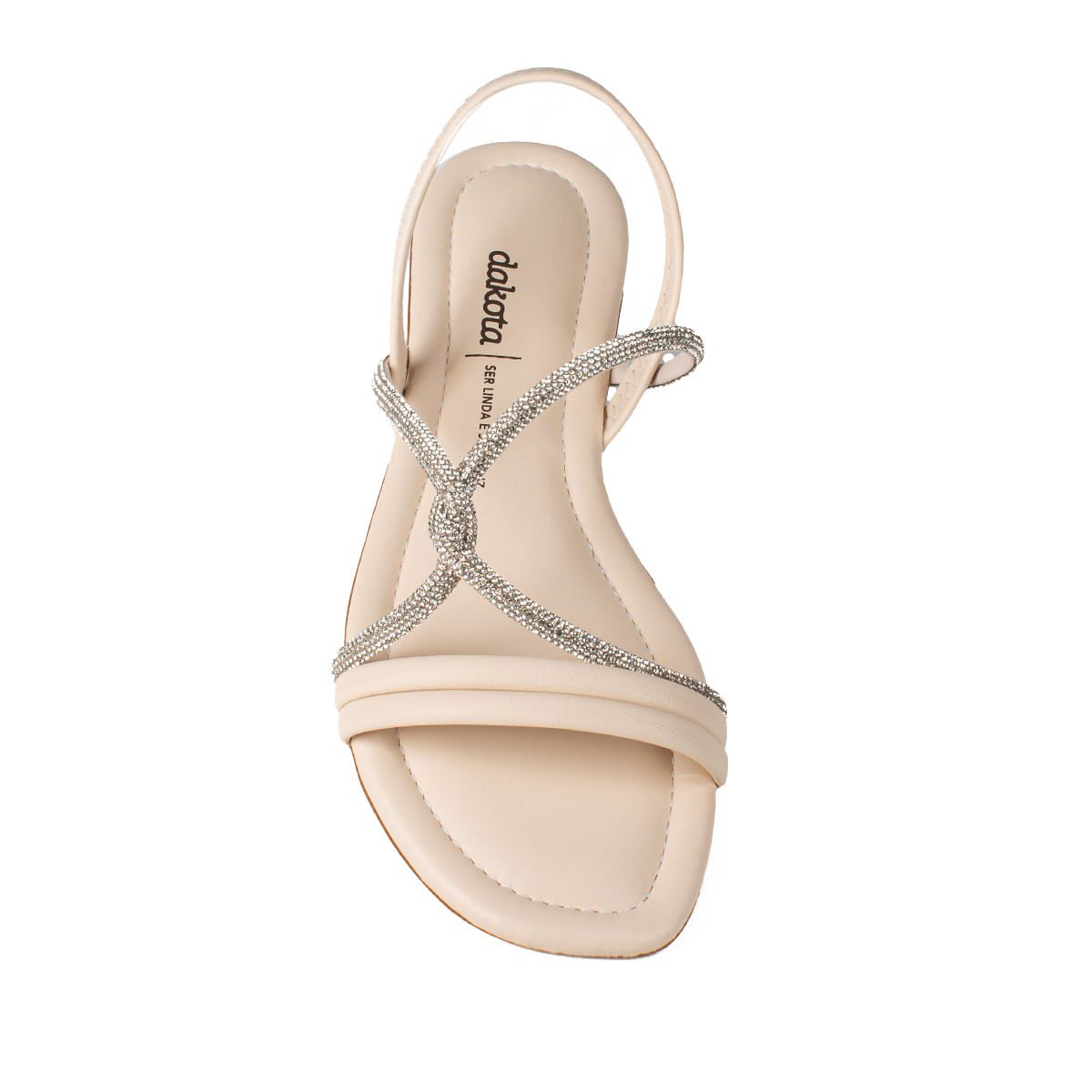 Sandália Rasteira com Tiras de Strass Off White 3