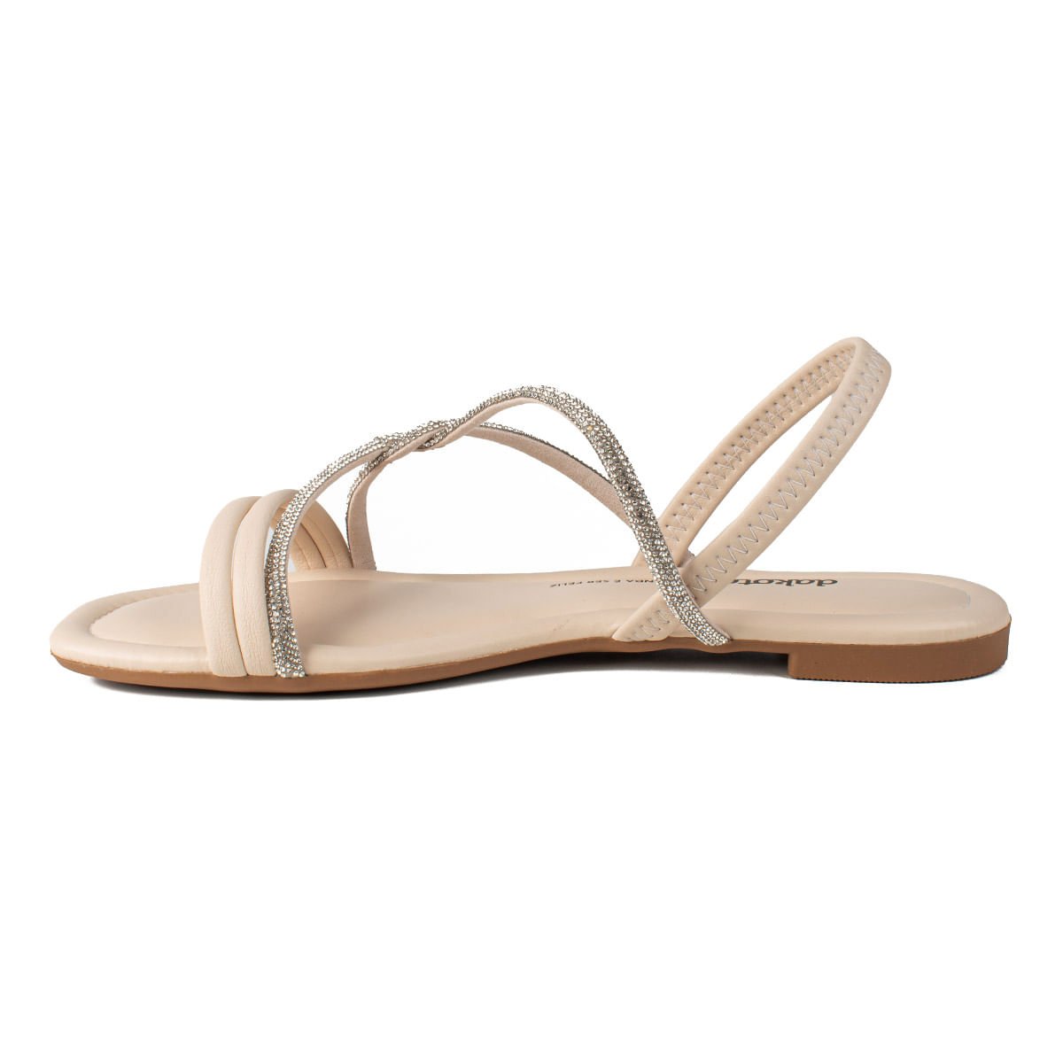 Sandália Rasteira com Tiras de Strass Off White 4