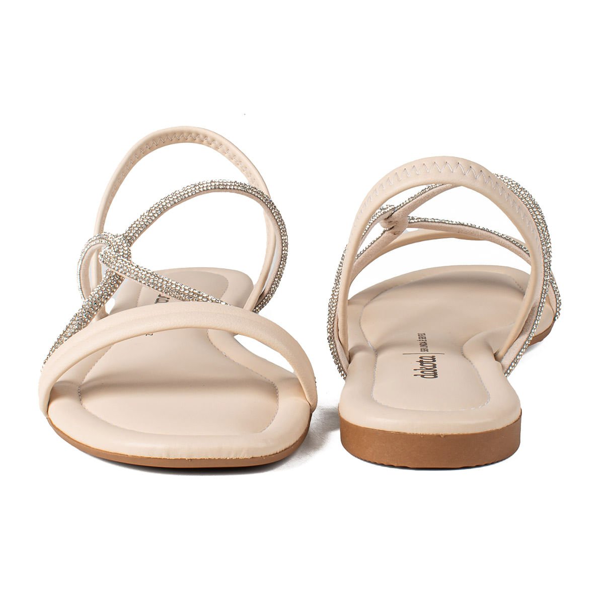 Sandália Rasteira com Tiras de Strass Off White 5