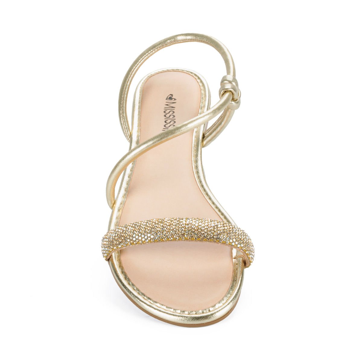 Sandália Rasteira com Brilho Dourado 6