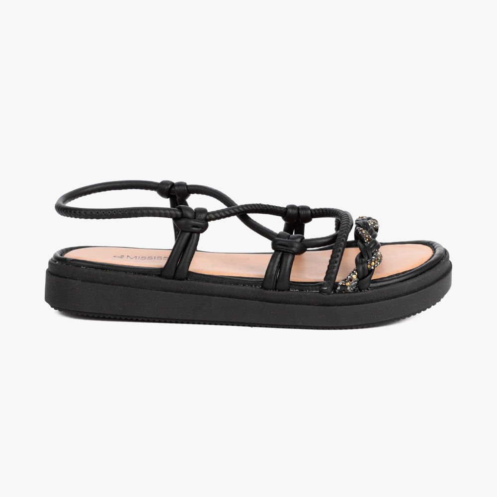 Sandalia Flatform com Brilho Preto 1