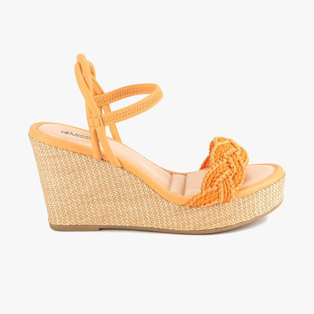 Sandália Anabela Alta com Corda e Elástico