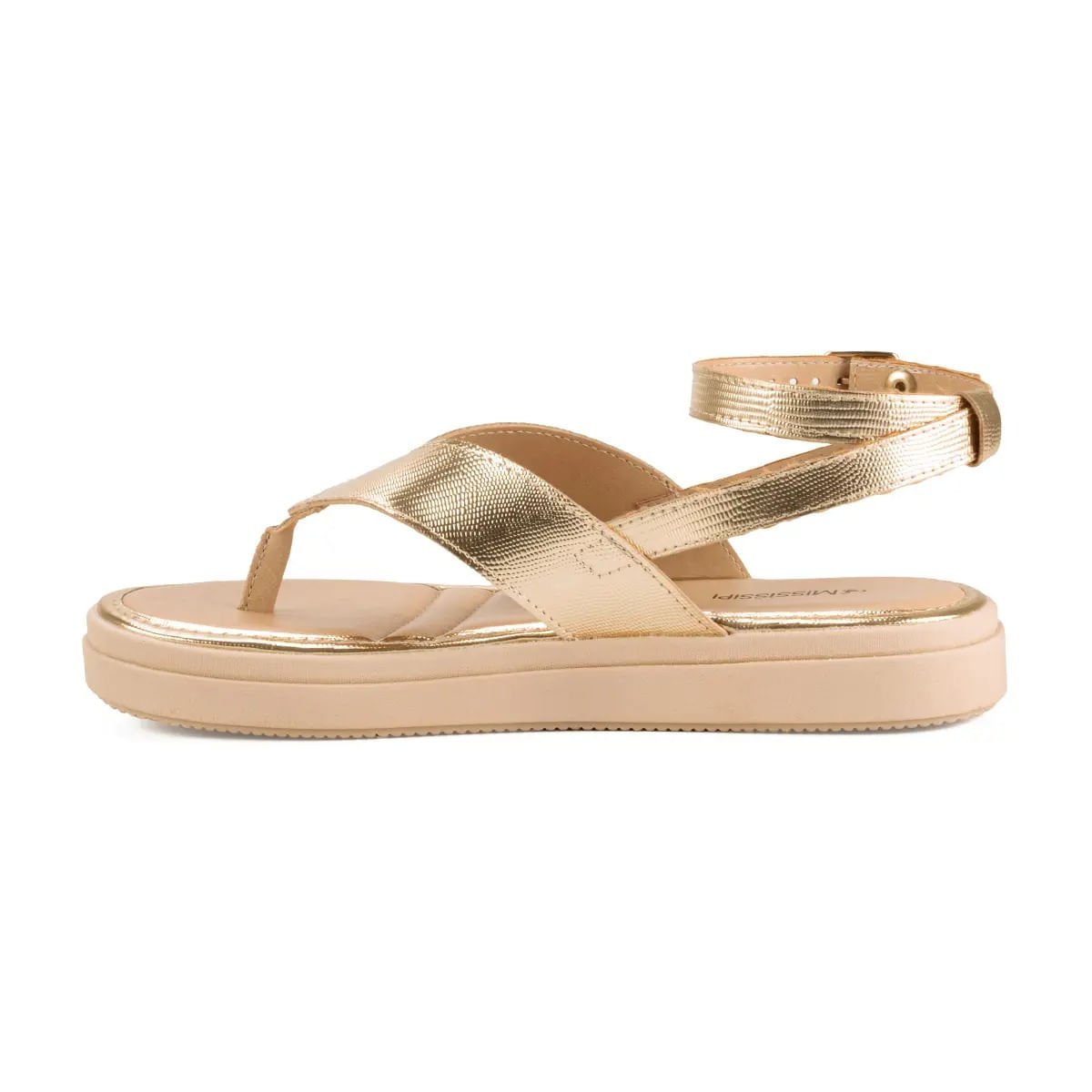 Sandália Flatform de Dedo Dourado 3