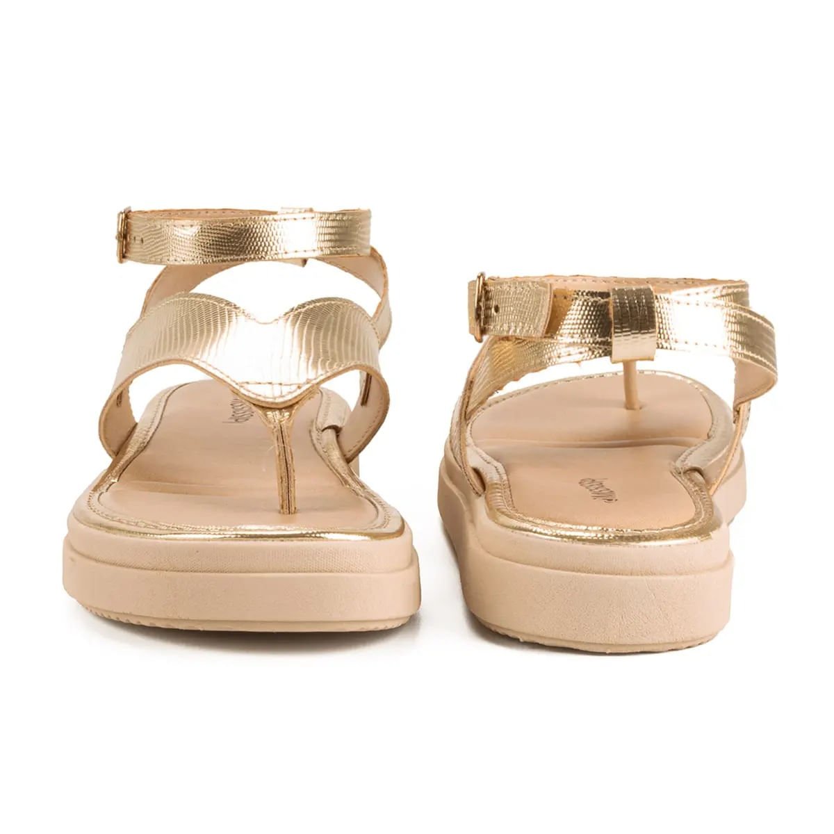 Sandália Flatform de Dedo Dourado 4