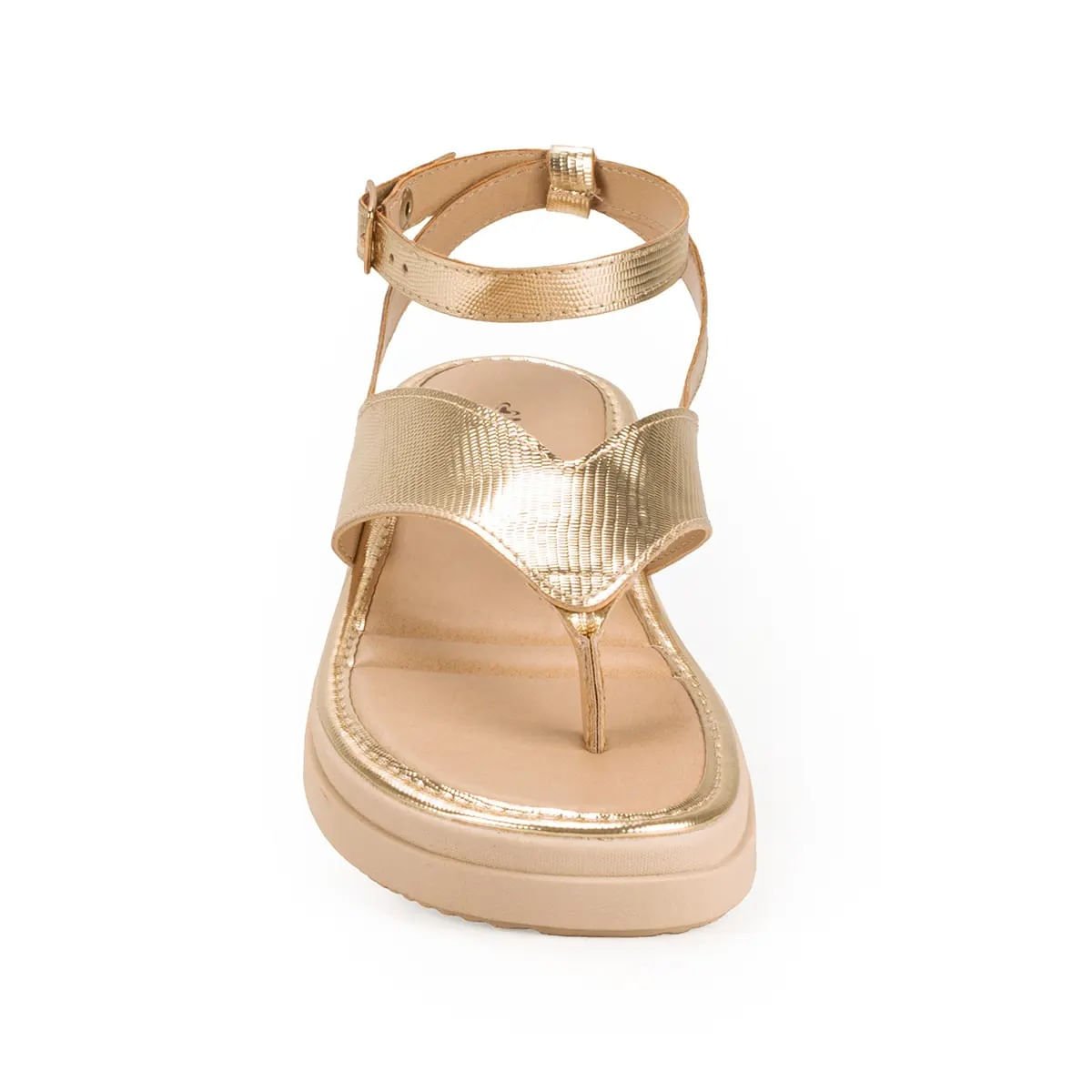 Sandália Flatform de Dedo Dourado 6