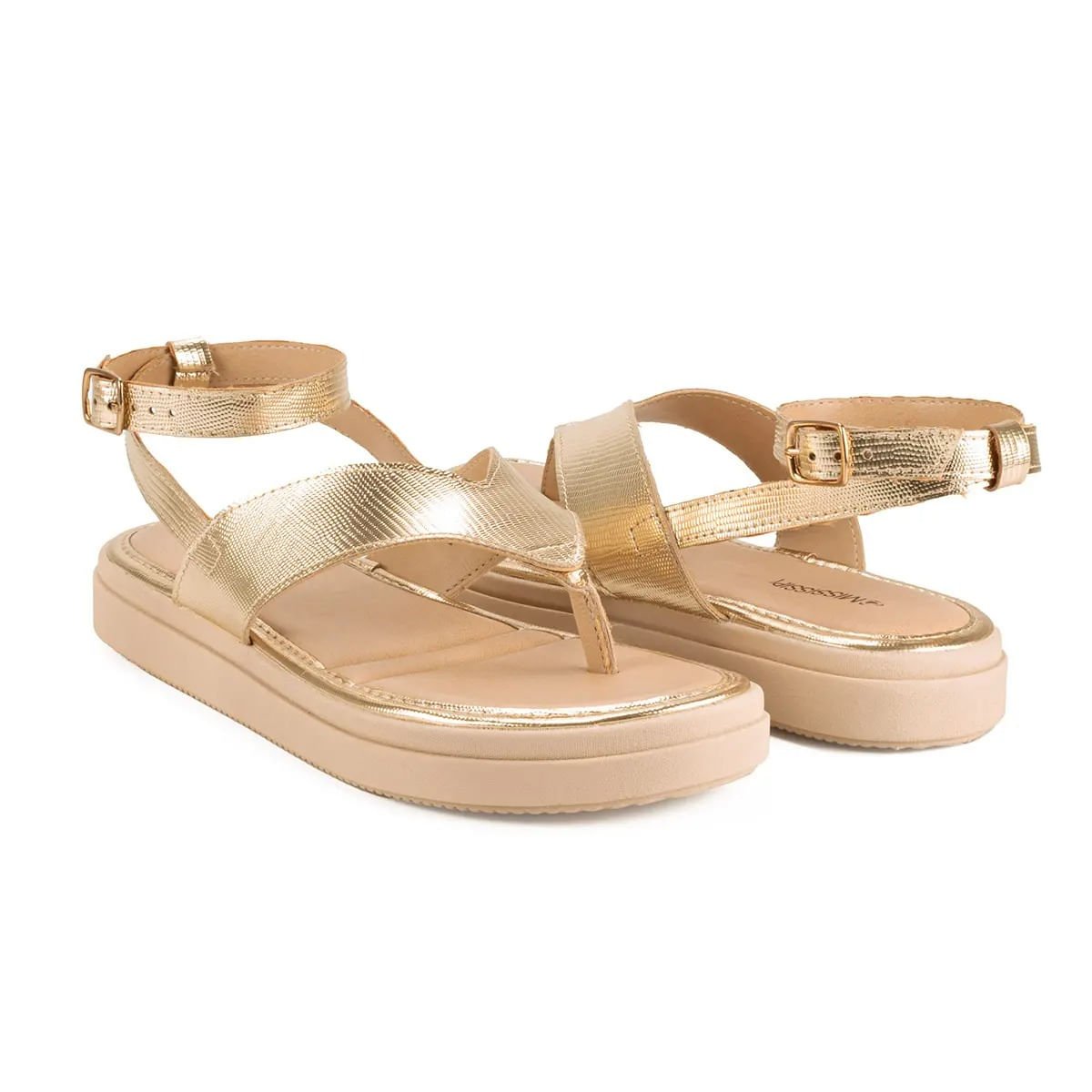 Sandália Flatform de Dedo Dourado 7