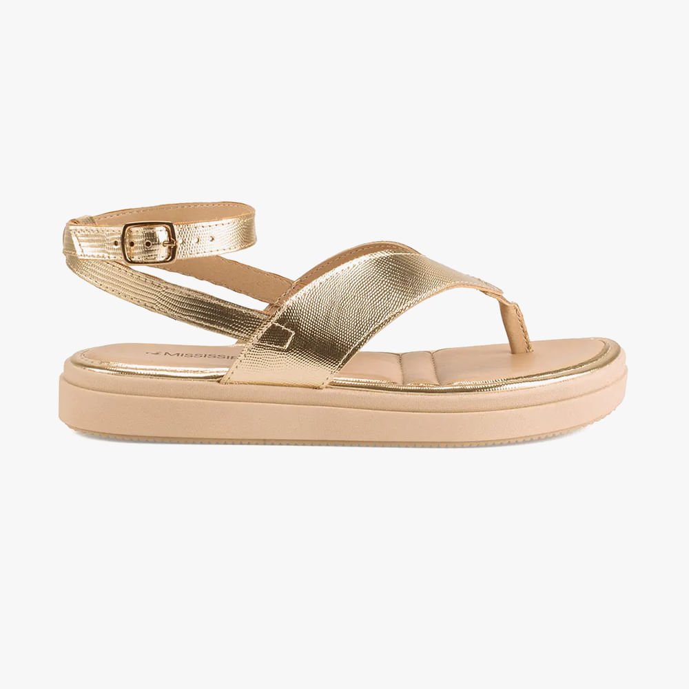 Sandália Flatform de Dedo Dourado 1