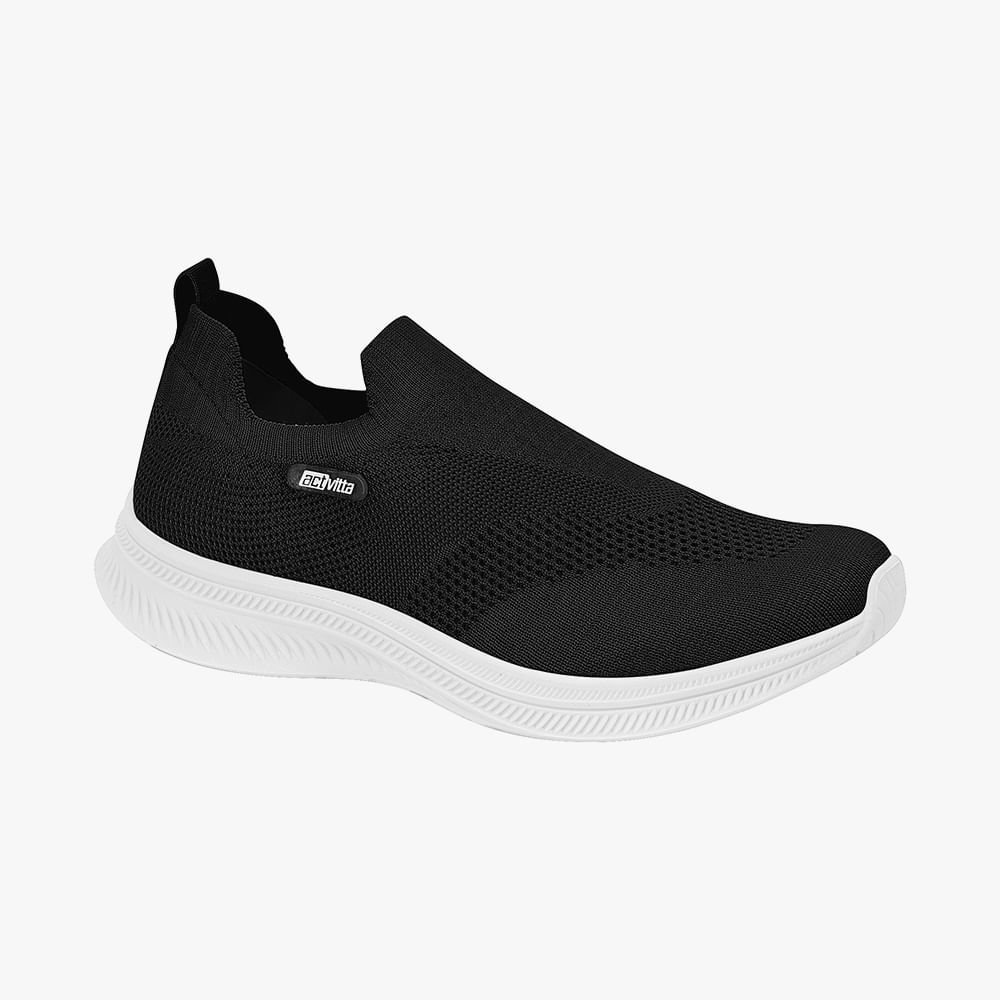 Tênis Slip On Knit Confortável Preto 1