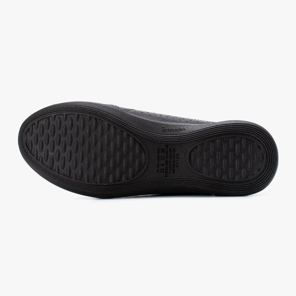 Tênis Casual Feminino Pespontos e Cadarço C3183 Preto 4