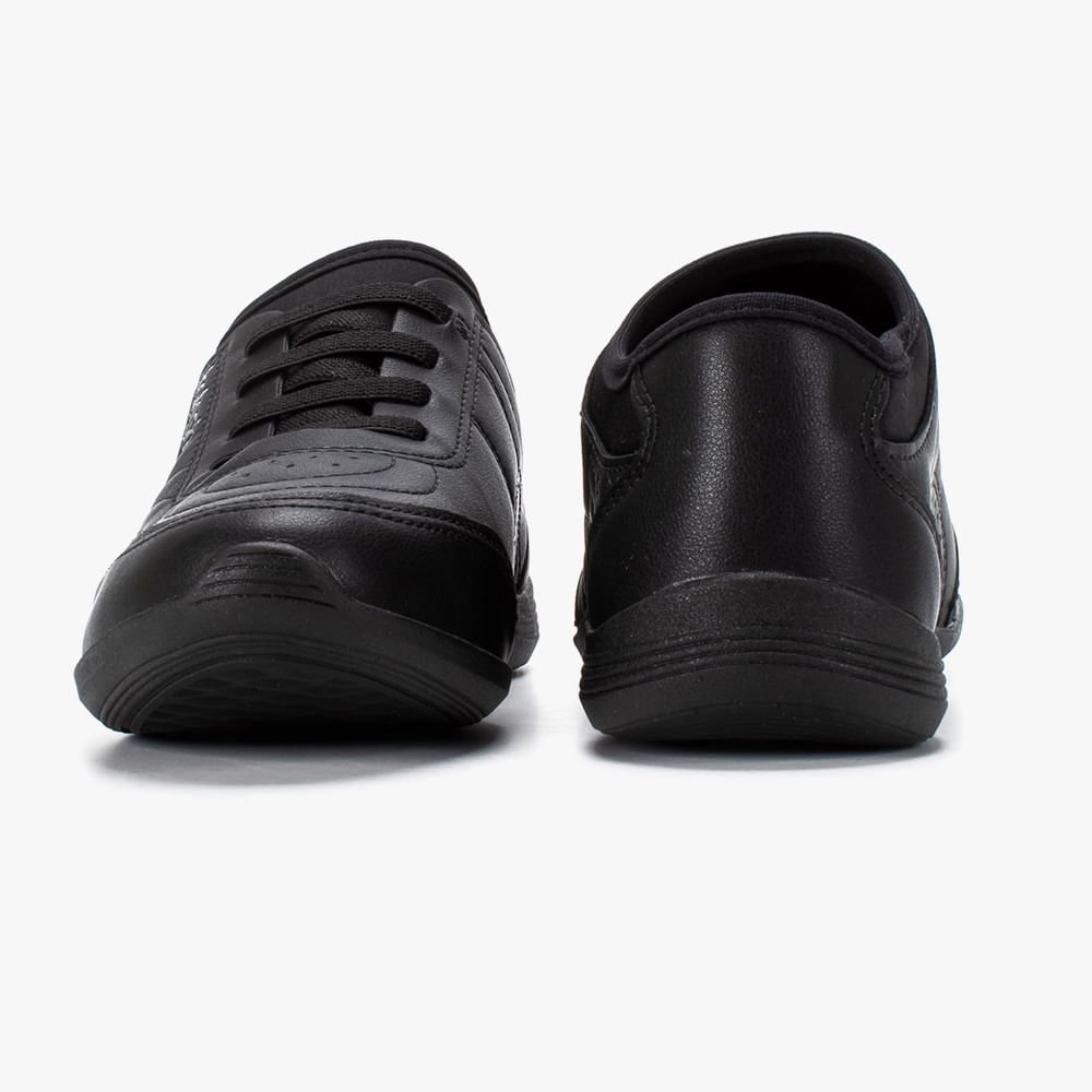 Tênis Casual Feminino Pespontos e Cadarço C3183 Preto 5