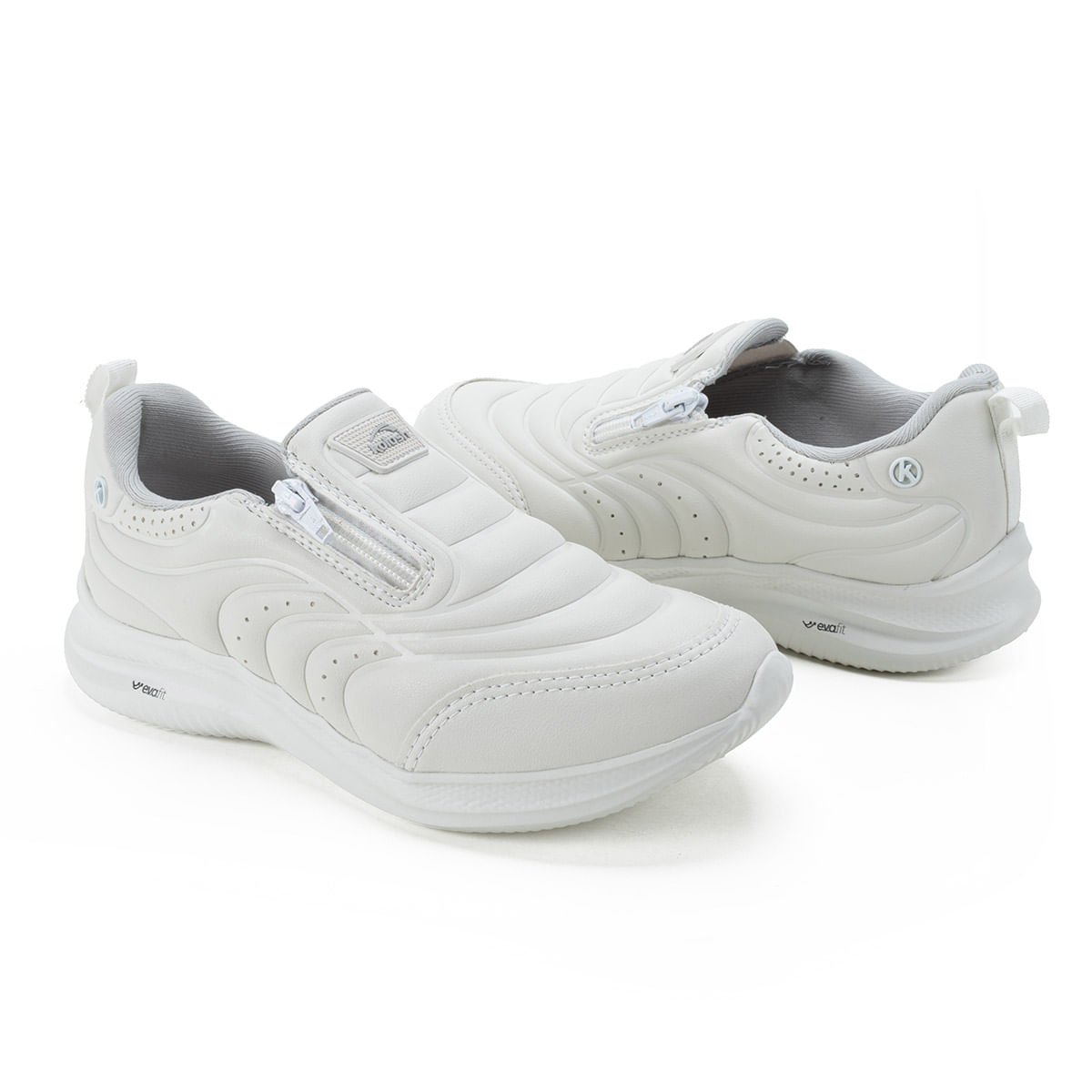 Tenis Casual Feminino Calce Facil com Ziper Lateral K7032A Branco 7