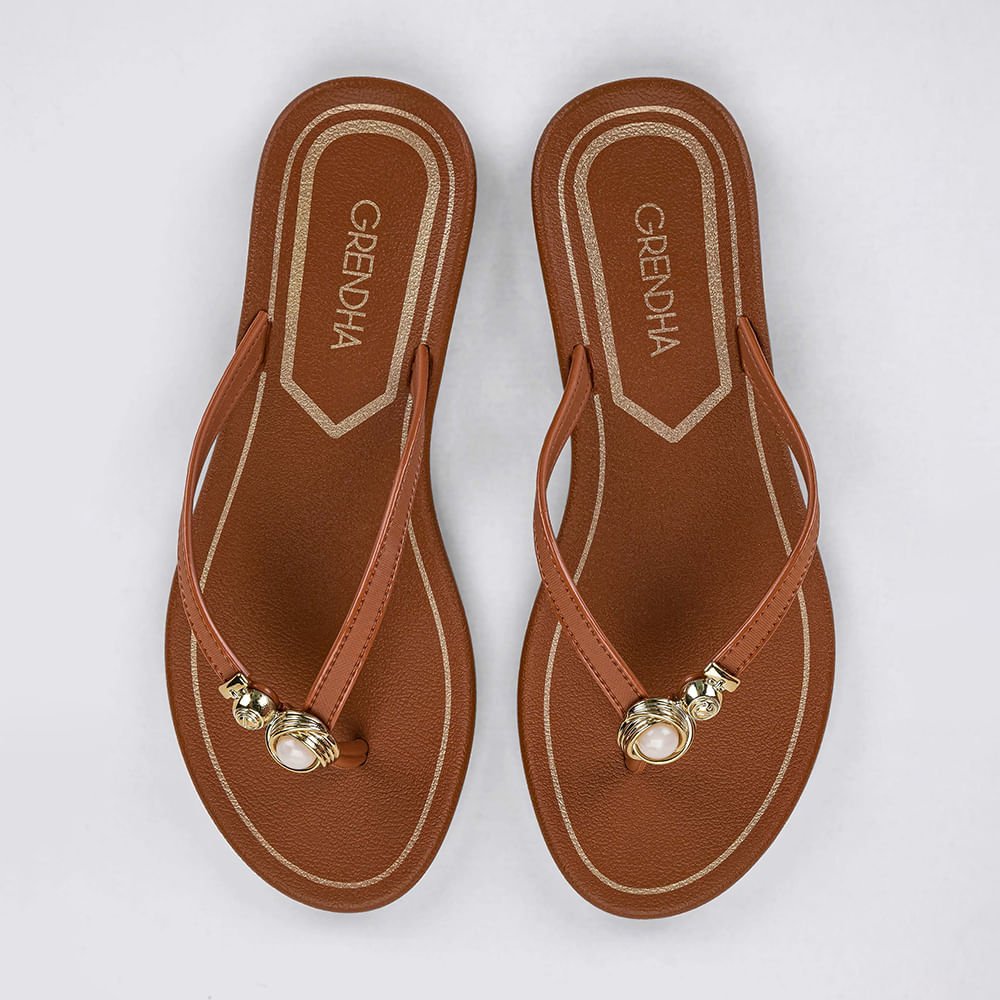 Rasteira de Dedo Afeto Aplicação de Pérola Marrom 2