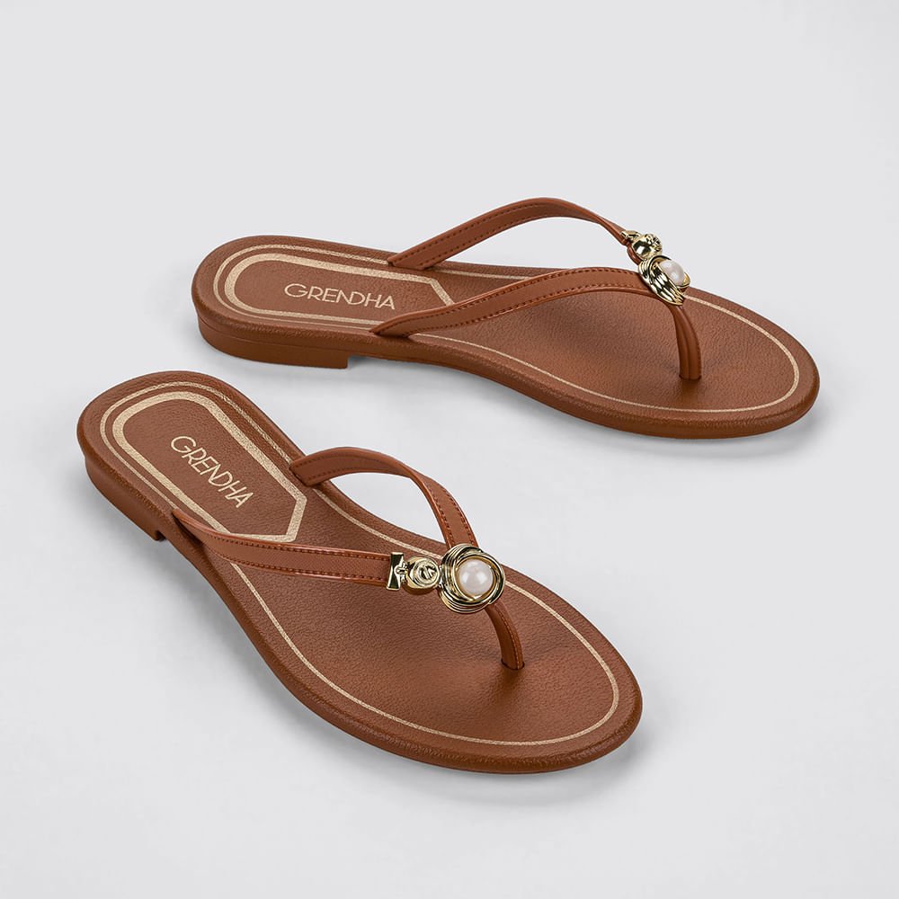 Rasteira de Dedo Afeto Aplicação de Pérola Marrom 3