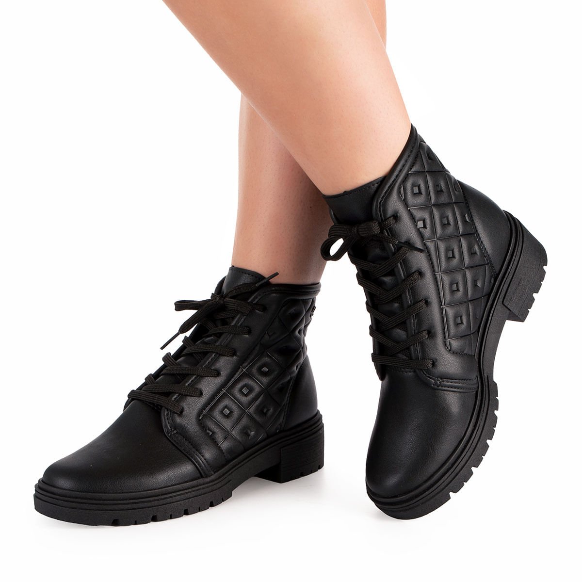 Bota Coturno com Recortes Laterais Preto 7