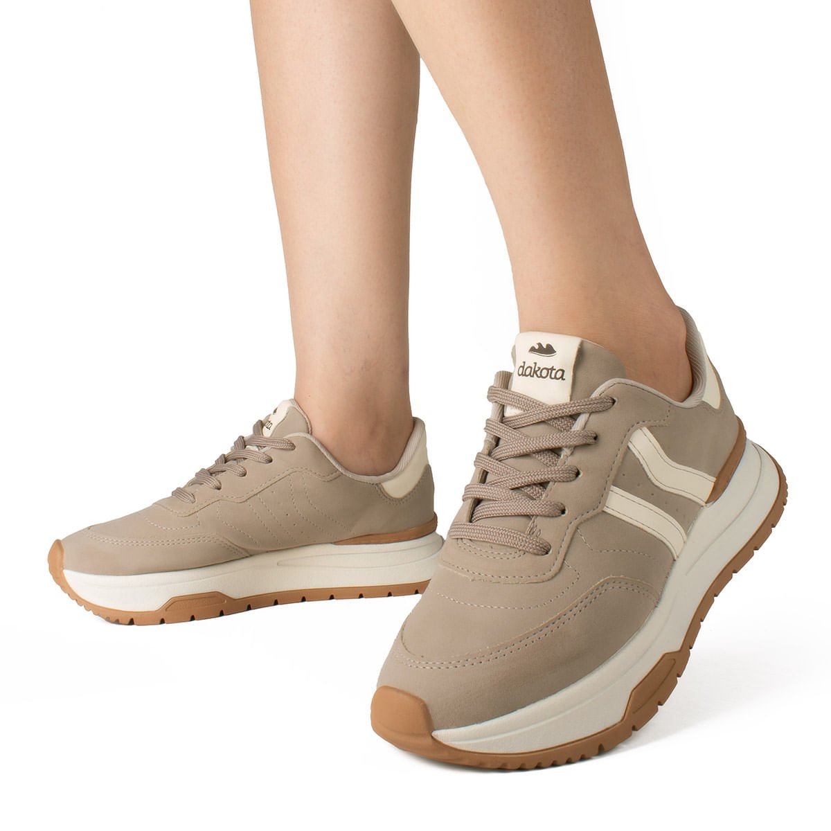 Tênis Jogging Casual Bege 2