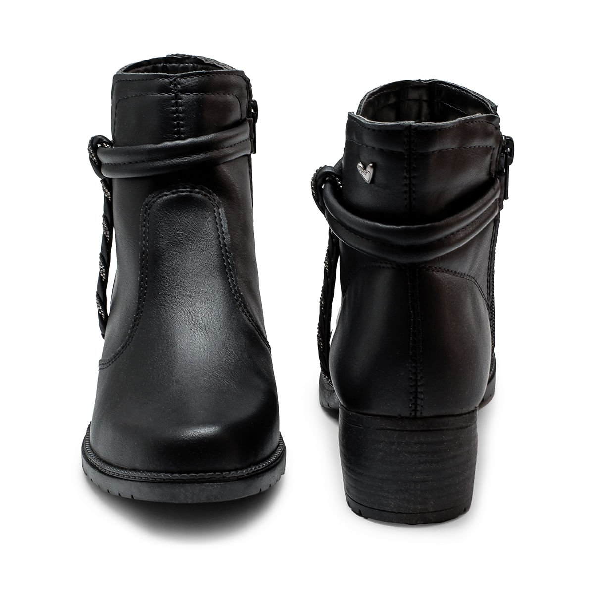 Bota Cano Curto Salto Bloco Baixo Preto 5