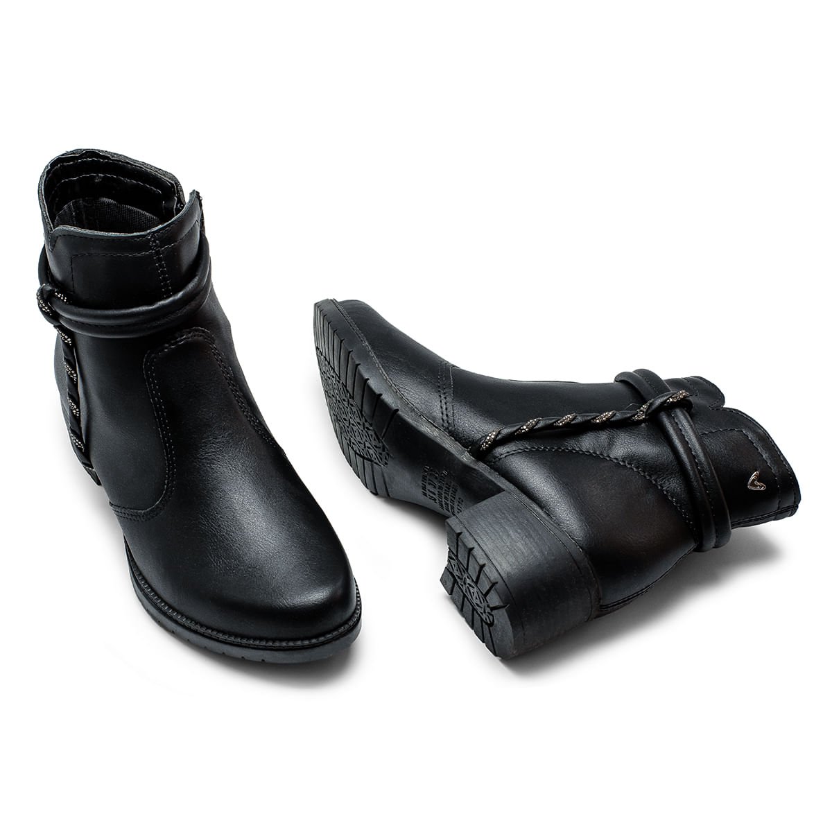 Bota Cano Curto Salto Bloco Baixo Preto 6